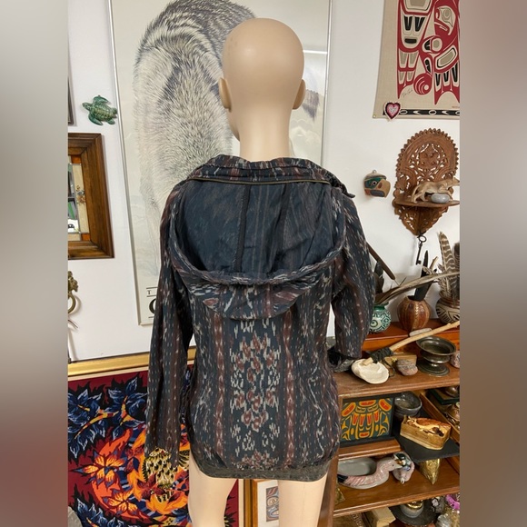 Hooded Cotton Canvas Jacket with Tribal Weave Printed Pattern - Picture 15 of 15
